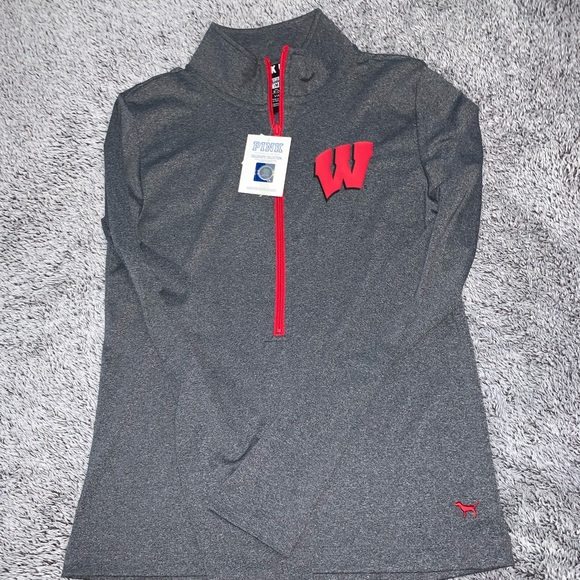 PINK - Women’s Large Wisconsin Quarter Zip Fleece - Picture 1 of 3